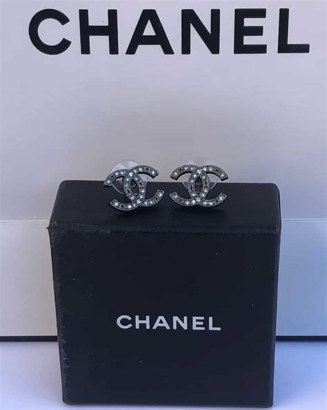 chanel earrings black drop|small Chanel stud earrings.